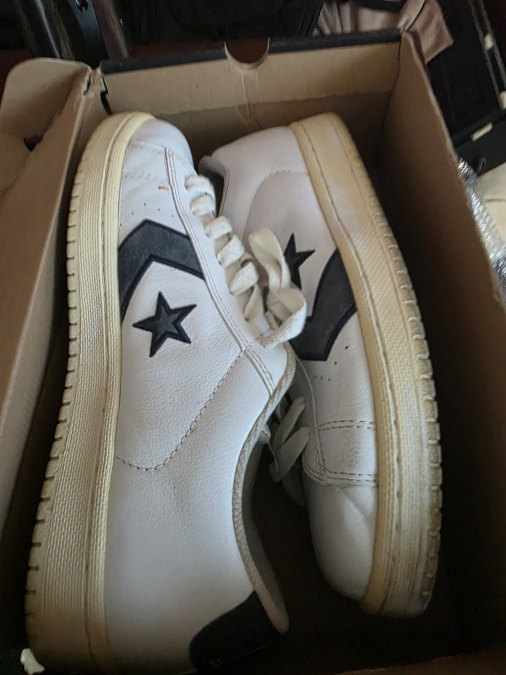 Converse White Low-Top Sneakers with Black Star